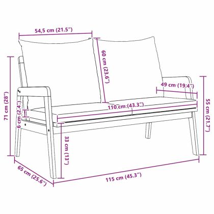 Градинска пейка с възглавница Кафяво Масивна акациева дървесина