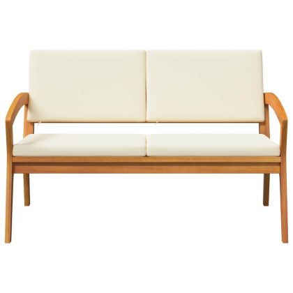 Градинска пейка с възглавница Кафяво Масивна акациева дървесина