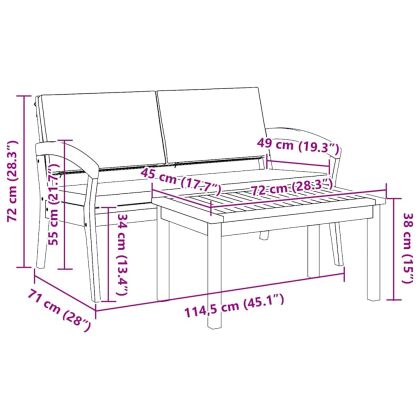 Бистро комплект 2 pcs Кафяво Масивна акациева дървесина