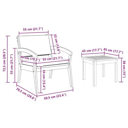 Бистро комплект Кафяво 45 x 45 x 38см