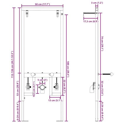 Стенна опора за баня Синьо 50 x 17.5 x 136 см Стомана