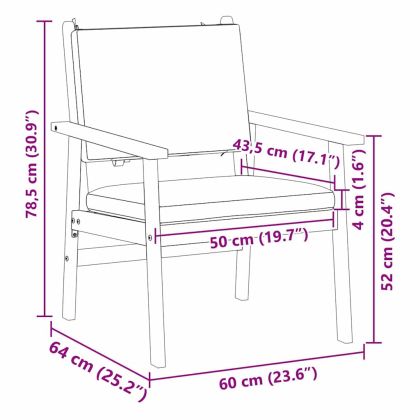 Градински стол 2 pcs Кафяво Масивна акациева дървесина