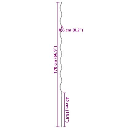 Спираловидни подпори за растения 50 pcs Зелен 170 cm