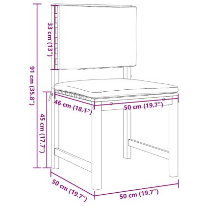 Градински стол 2 pcs Кафяво 50 x 50 x 91 см