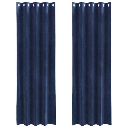 Затъмняващи завеси 2 pcs Тъмен син 140 x 245 cm Кадифе