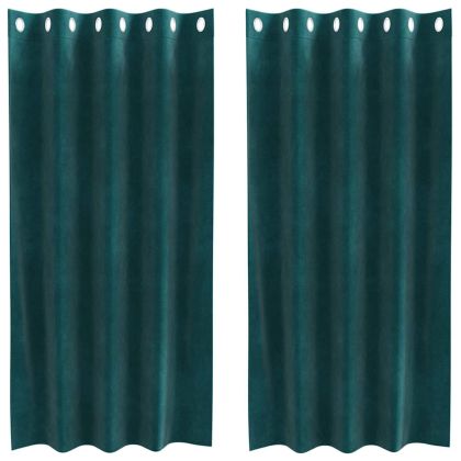 Затъмняващи завеси 2 pcs Тъмен зелен 140 x 175 cm Кадифе