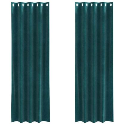 Затъмняващи завеси 2 pcs Тъмен зелен 140 x 260 cm Кадифе