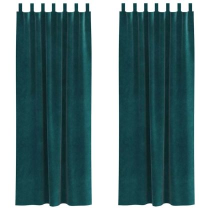 Затъмняващи завеси 2 pcs Тъмен зелен 140 x 225 cm Кадифе