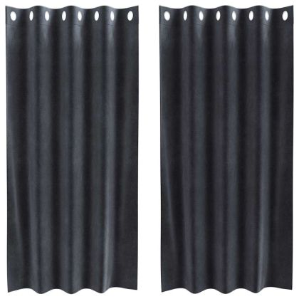Затъмняващи завеси 2 pcs Тъмен сив 140 x 175 cm Кадифе