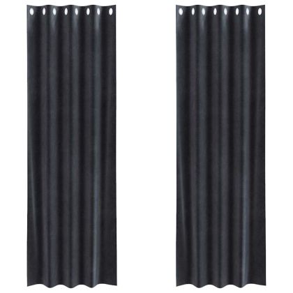 Затъмняващи завеси 2 pcs Тъмен сив 140 x 245 cm Кадифе
