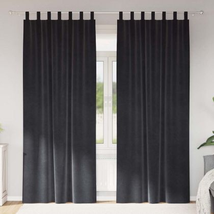 Затъмняващи завеси 2 pcs Тъмен сив 140 x 225 cm Кадифе