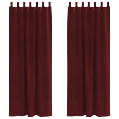 Затъмняващи завеси 2 pcs Виненочервен 140 x 260 cm Кадифе