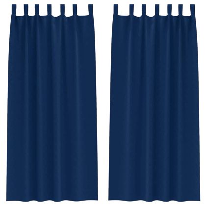 Завеси за затъмняване с пръстени 2 pcs Тъмен син 260 x 140 см