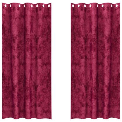 Кадифени завеси С завеси 2 pcs виненочервен 245 x 140 см Кадифе