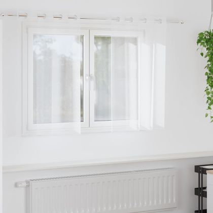 Перде от воал С завеси 2 pcs Бяло 140 x 140 cm Полиестер