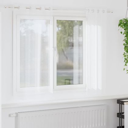 Перде от воал С завеси 2 pcs Бяло 175 x 140 см Полиестер