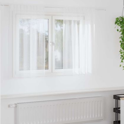 Перде от воал С завеси 2 pcs Бяло 140 x 140 cm Полиестер