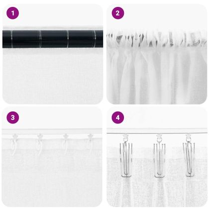 Перде от воал С завеси 2 pcs Бяло 140 x 140 cm Полиестер