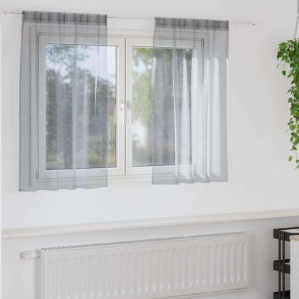 Перде от воал С завеси 2 pcs Тъмен сив 140 x 140 cm Полиестер