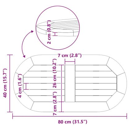 Топ за маса Кафяво 80 x 40 x 2 cm Акациево дърво масив