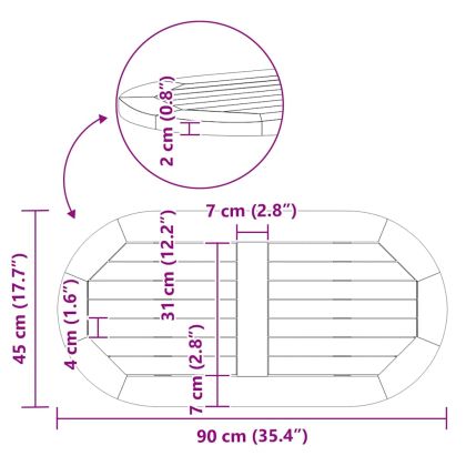 Топ за маса Кафяво 90 x 45 x 2 см Акациево дърво масив