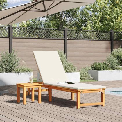 Шезлонг Кафяво 53 x 202 x 89см Масивна акациева дървесина