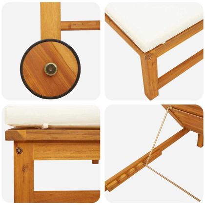 Шезлонг Кафяво 53 x 202 x 89см Масивна акациева дървесина