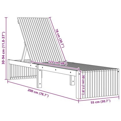 Шезлонг Кафяво 200 x 55 x 94см Масивна акациева дървесина