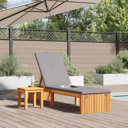 Шезлонг Кафяво 200 x 55 x 94см Масивна акациева дървесина