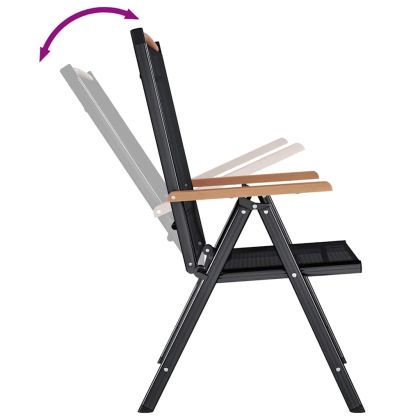 Сгъваеми градински столове 4 бр алуминий и Textilene черни