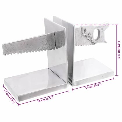 Подпори за книги 2 pcs Сребрист 11 x 14 x 17.5 см Алуминий