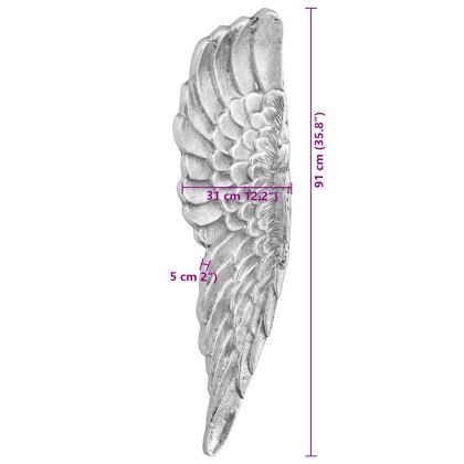 Скулптура с криле Сребрист 31 x 5 x 91 см Алуминий
