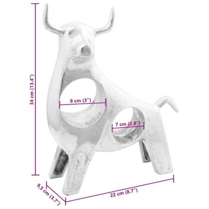 Скулптура на бик Сребрист 22 x 9.5 x 34 см Алуминий