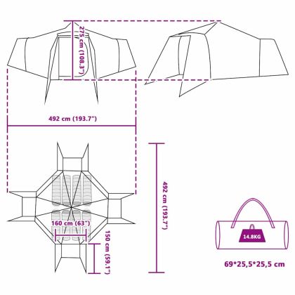 Палатка типи Зелено и бежево 492 x 492 x 275 см текстил