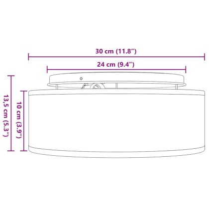 Таванна лампа Черно 30 x 13.5 см текстил