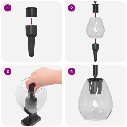 Таванен спот Черно 13 x 13 x 26 см Стъкло и метал