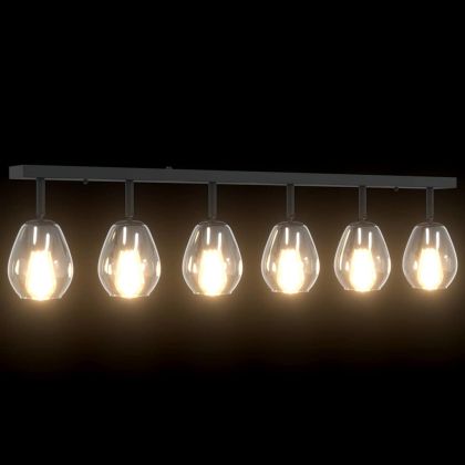 Таванен спот Черно 110.5 x 13 x 26 см Стъкло и метал