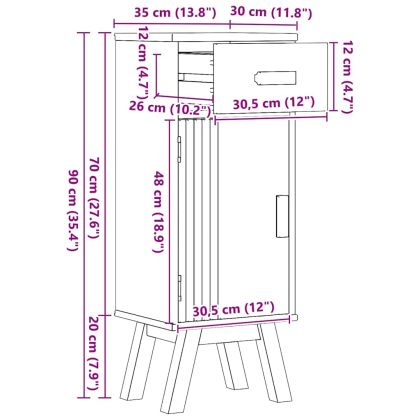 Шкаф за баня с рафт със съхранение Olden Кафяво 35 x 30 x 90 cm