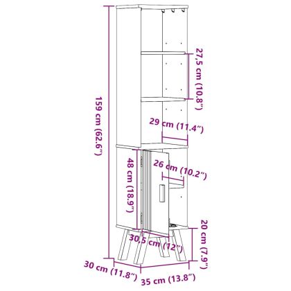 Шкаф за баня с рафт с врата Olden Кафяво 35 x 30 x 159 см