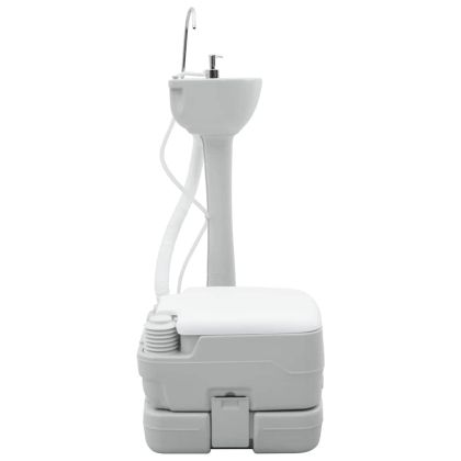 Къмпинг тоалетна 2 pcs Сив и бял Полиетилен с висока плътност