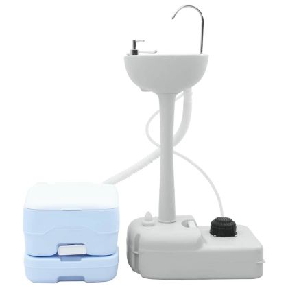 Къмпинг тоалетна 2 pcs Синьо и бяло