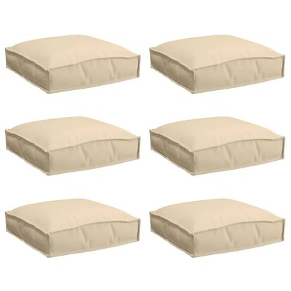 Възглавница за палетна седалка 6 pcs Бежово 40 x 40 x 8 см