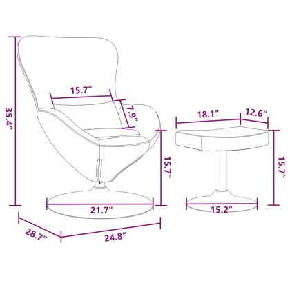 Яйцевиден стол с столче Тъмен сив 63 x 73 x 90 см Кадифе