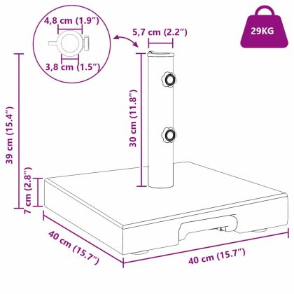Основа за чадър Черно 41 x 41 x 37 см Гранит