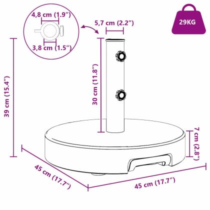Основа за чадър Сив 45 x 45 x 37.5 см Гранит