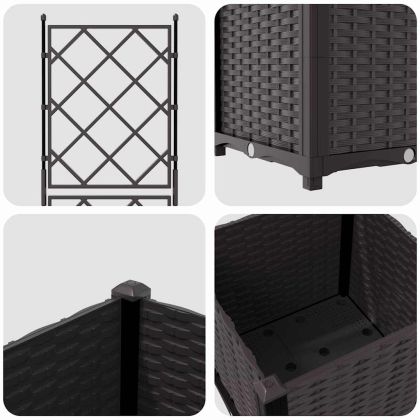 Градинска саксия с решетка Кафяво 40 x 40 x 143 см ПП