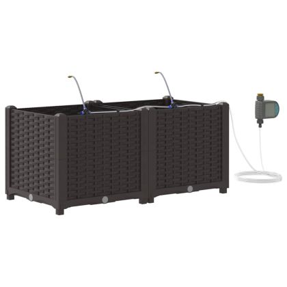 Градинска саксия 2 pcs Кафяво Стомана