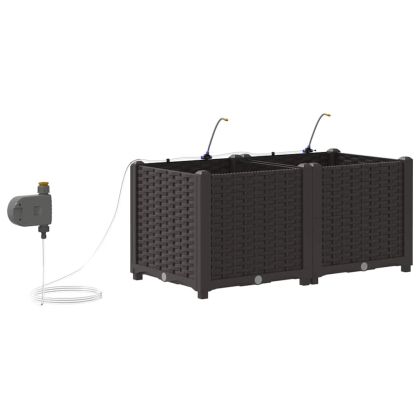 Градинска саксия 2 pcs Кафяво Стомана