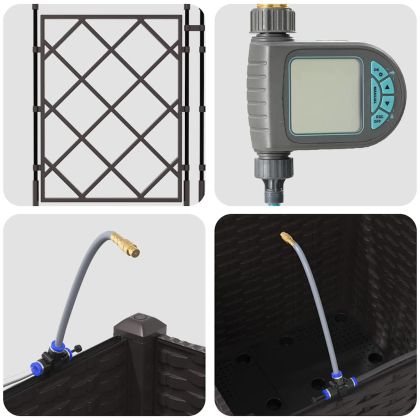 Градинска саксия Кафяво 40 x 40 x 142 cm Стомана