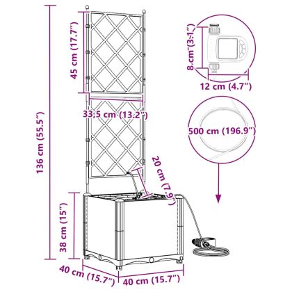 Градинска саксия Кафяво 40 x 40 x 142 cm Стомана